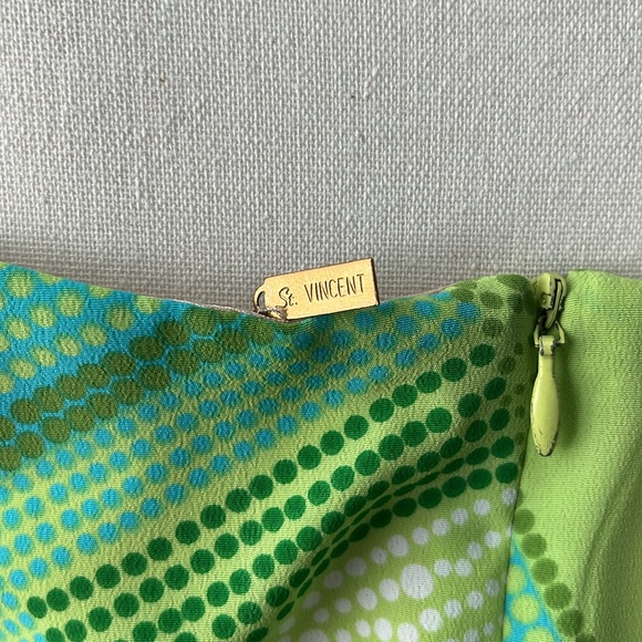 Fabulous Colorful 100% Silk 💚 St. Vincent Dress with Adjustable Straps - Size 8 - Picture 7 of 10